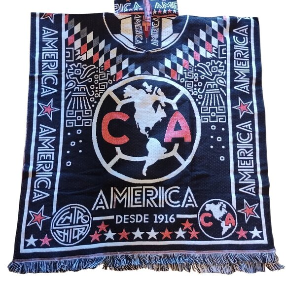Club America Mexican Poncho - Stylish Fan Gear for Game Day | Red Black - Picture 2 of 6